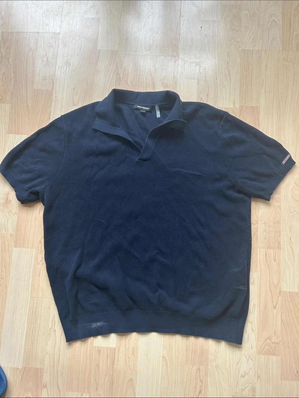 Karl lagerfeld Men's Navy Short Sleeve Knit Polo